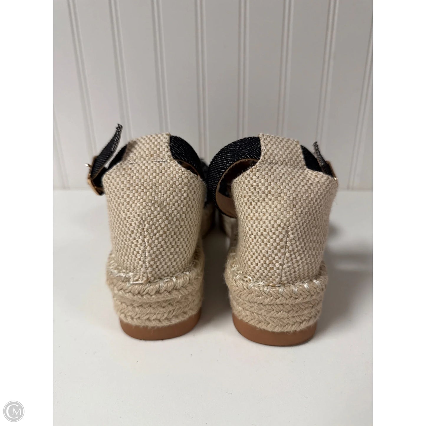 Sandals Flats By Jelly Pop In Black Denim, Size: 5.5