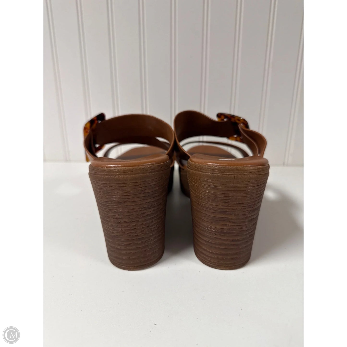 Sandals Heels Block By Italian Shoemakers In Brown, Size: 8.5