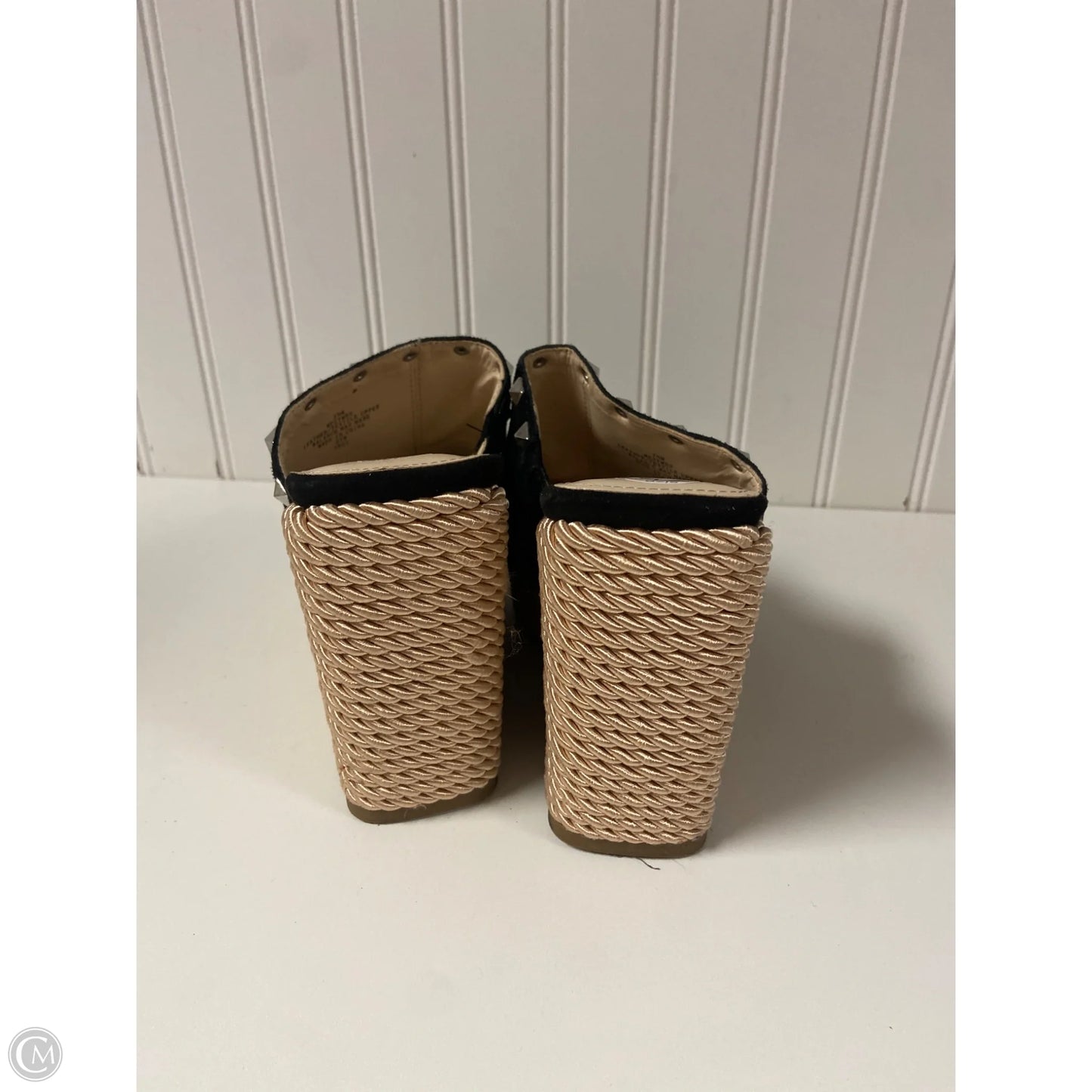 Sandals Heels Wedge By Marc Fisher In Black & Cream, Size: 7.5