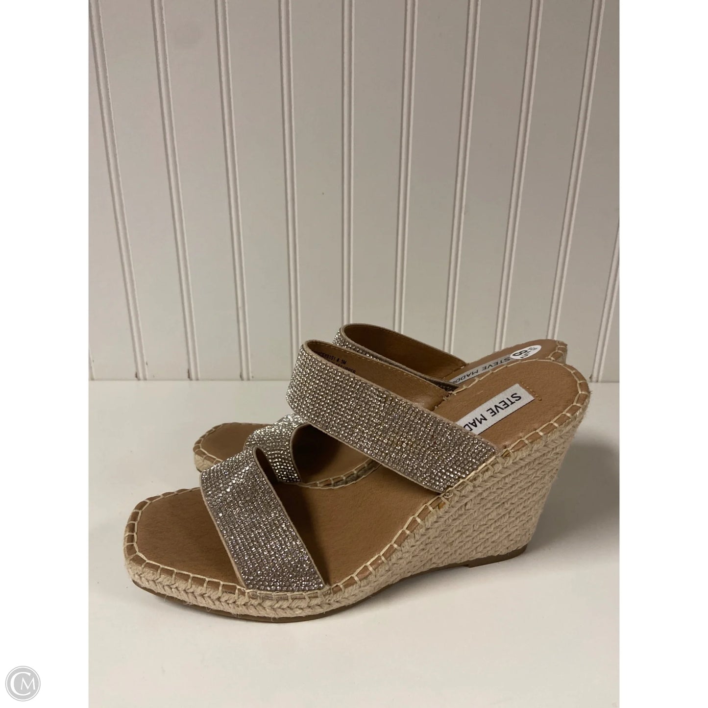 Sandals Heels Wedge By Steve Madden In Beige, Size: 8.5