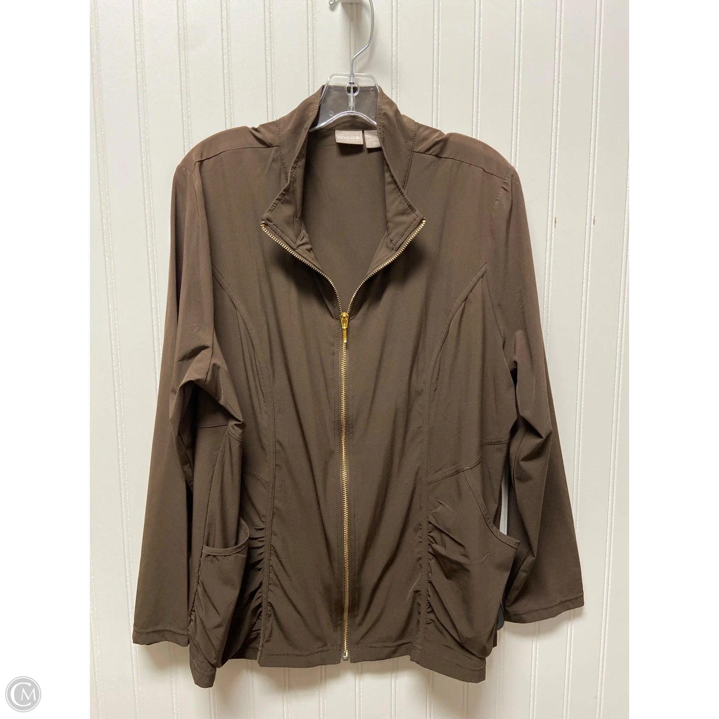 Athletic Jacket By Chicos In Brown, Size: Xl