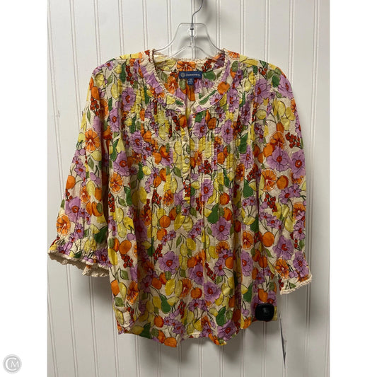 Top Long Sleeve By Democracy In Multi-colored, Size: M