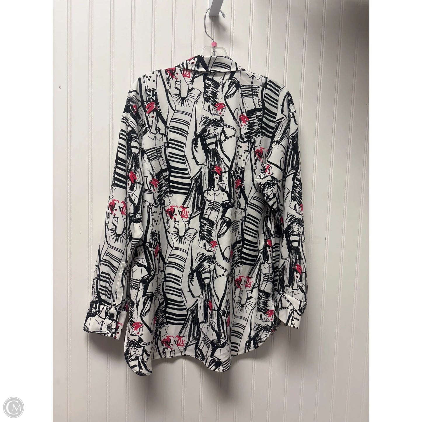 Top Long Sleeve Designer By Karl Lagerfeld In Black & White, Size: M