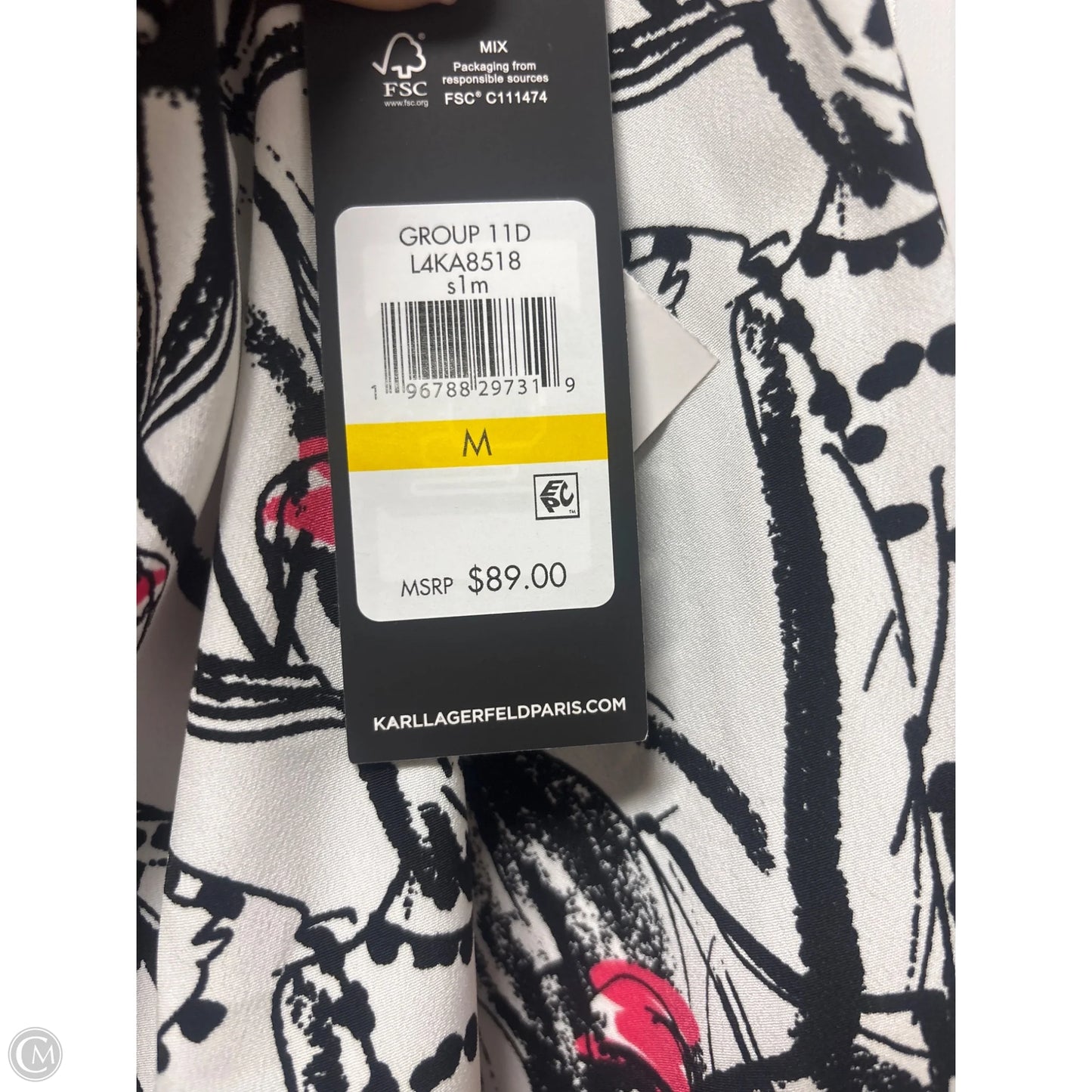 Top Long Sleeve Designer By Karl Lagerfeld In Black & White, Size: M
