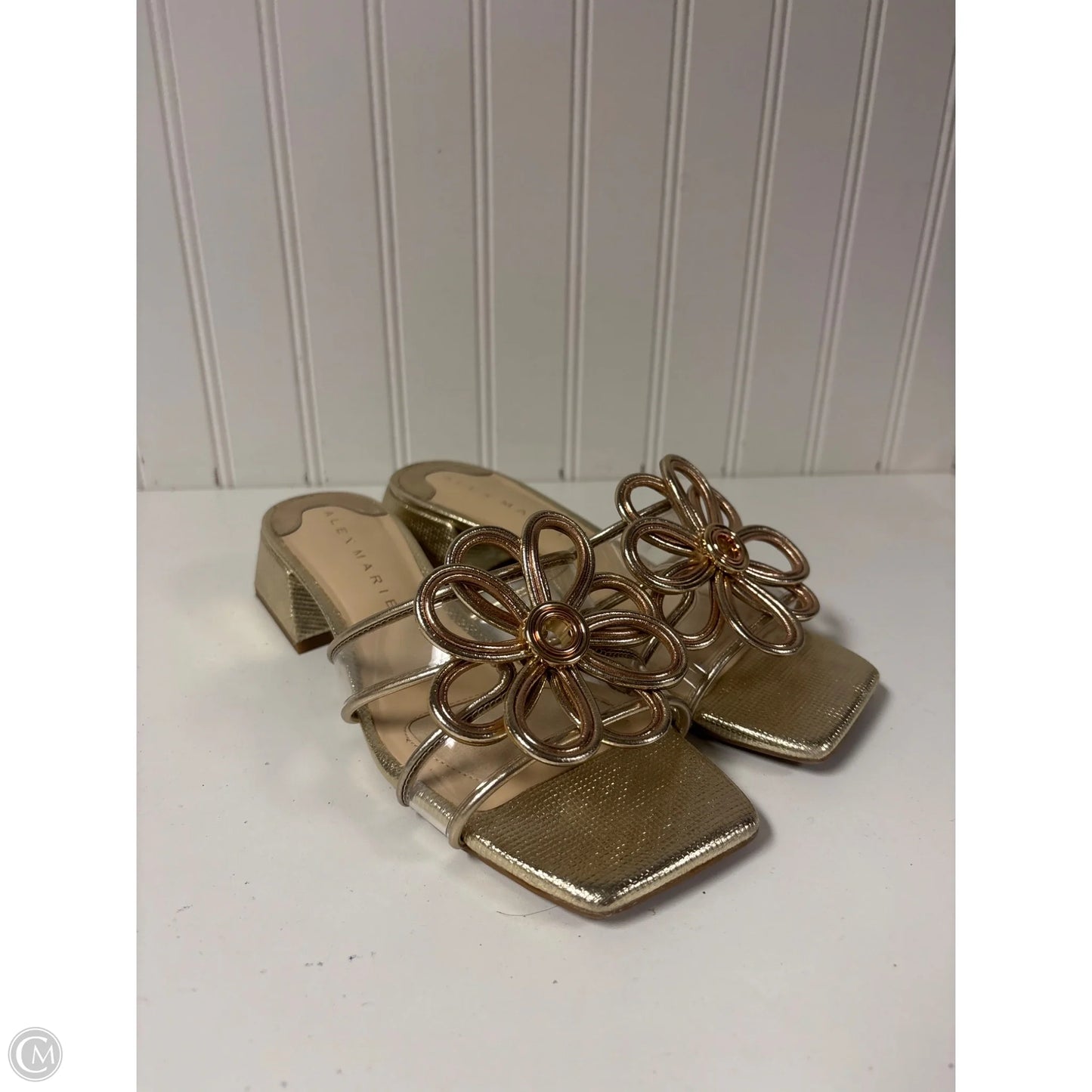 Sandals Heels Block By Alex Marie In Gold, Size: 6