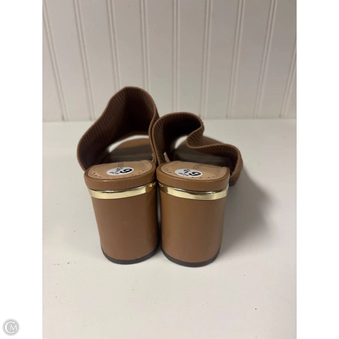 Sandals Heels Block By Adrienne Vittadini In Tan, Size: 6.5