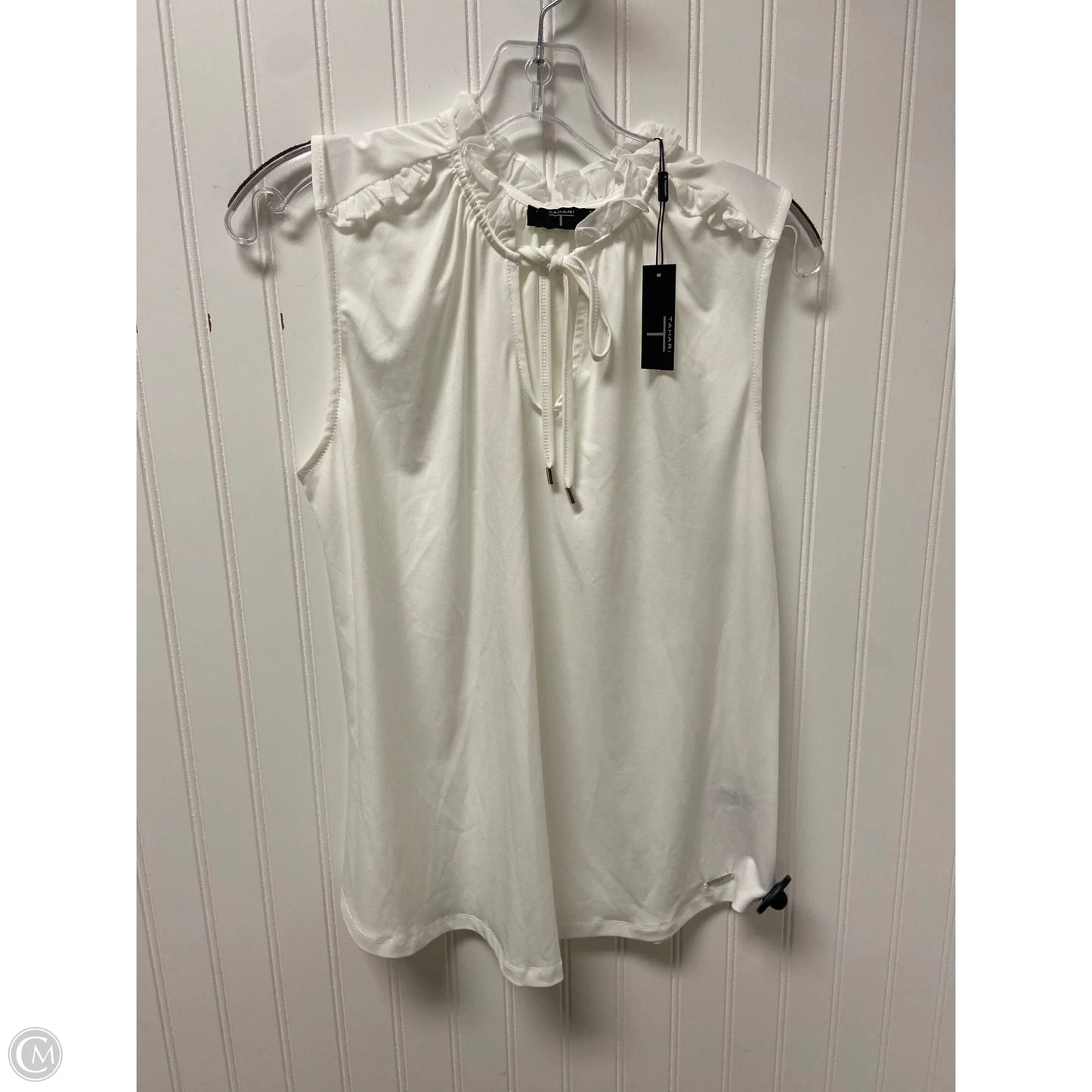 Top Sleeveless By Tahari By Arthur Levine In White, Size: M