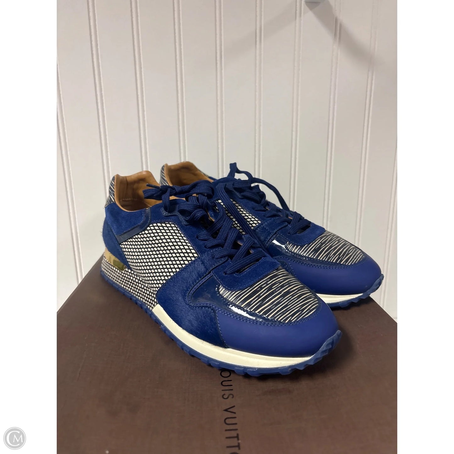 Shoes Luxury Designer By Louis Vuitton In Blue, Size: 8