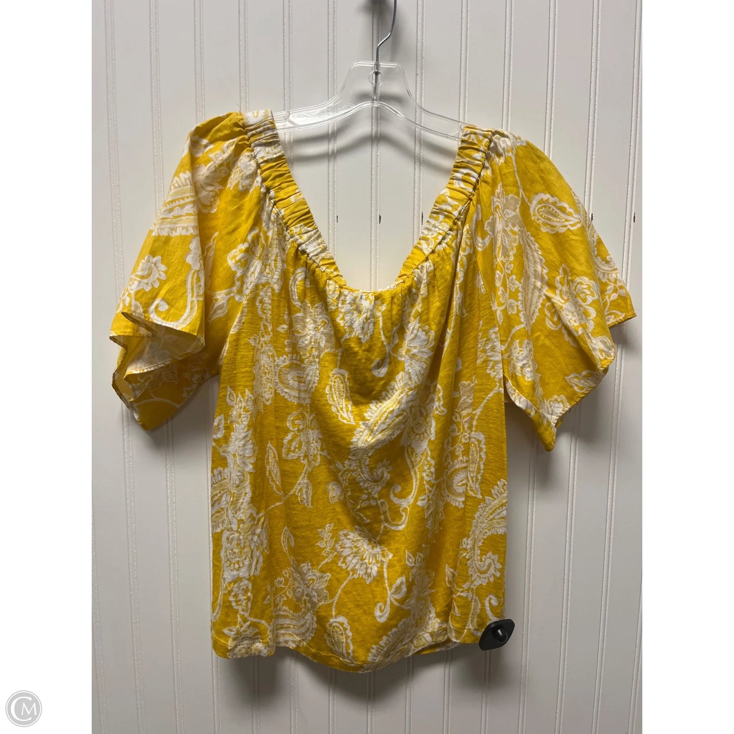 Top Short Sleeve By Chicos In Yellow, Size: L