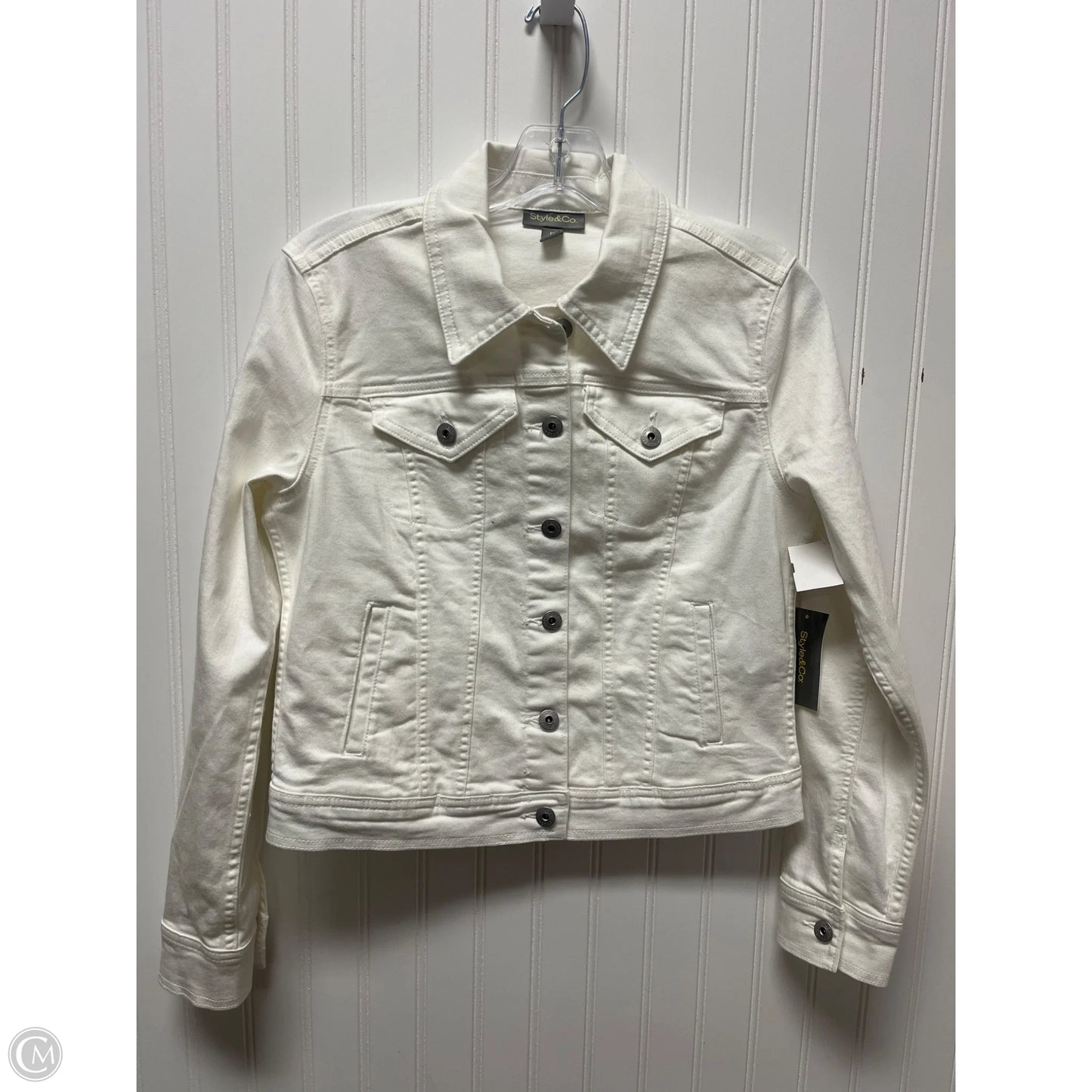 Jacket Denim By Style And Company In Cream Denim, Size: Sp