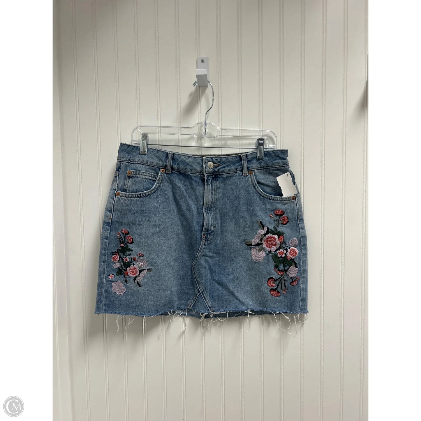 Skirt Mini & Short By Topshop In Blue Denim, Size: 10