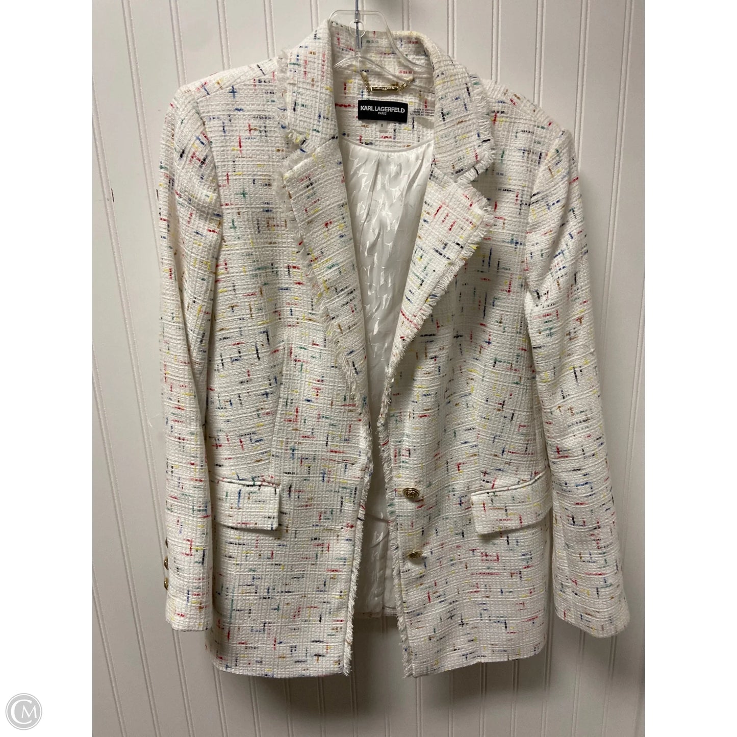 Blazer Designer By Karl Lagerfeld In White, Size: Osfm