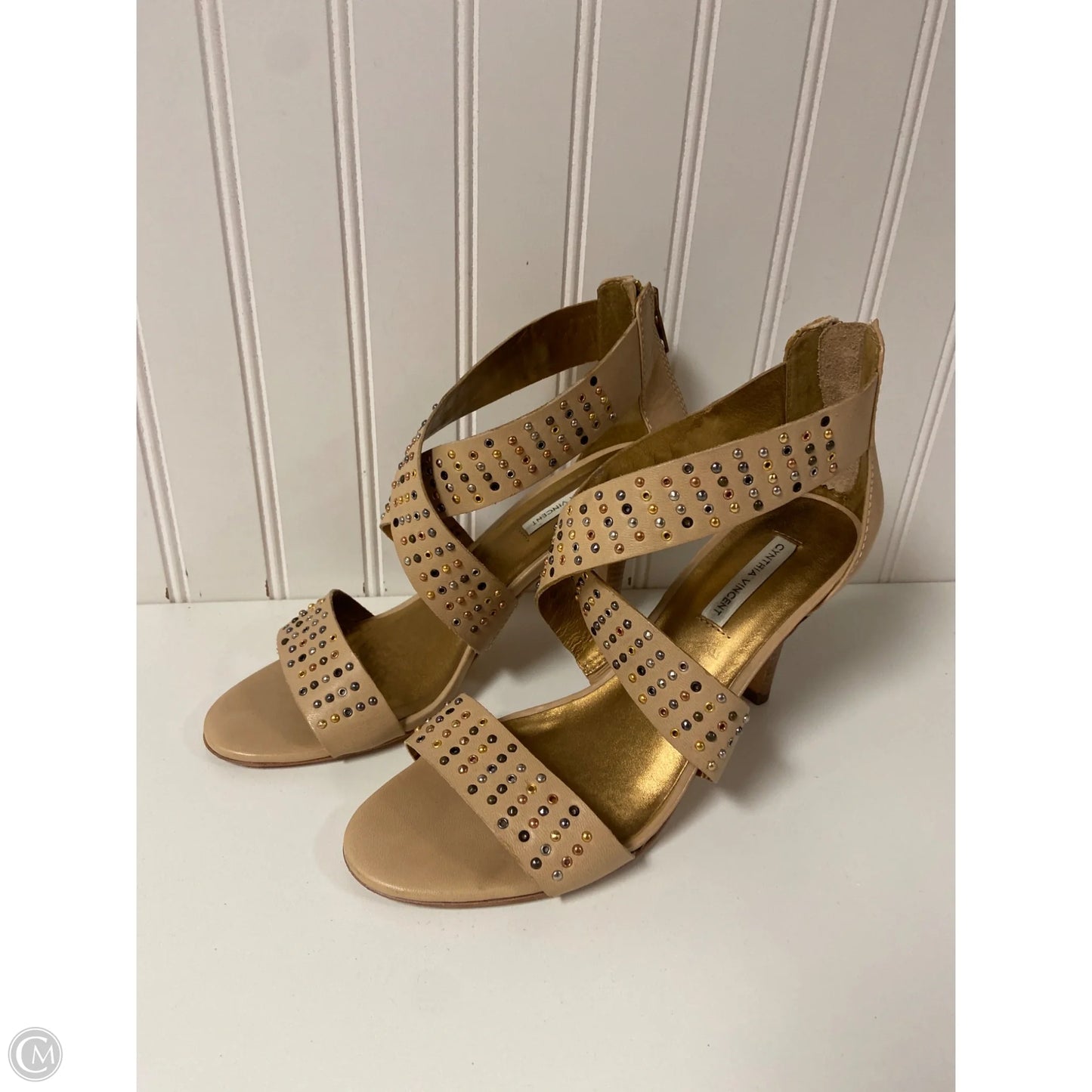 Sandals Heels Kitten By Cmb In Beige, Size: 9