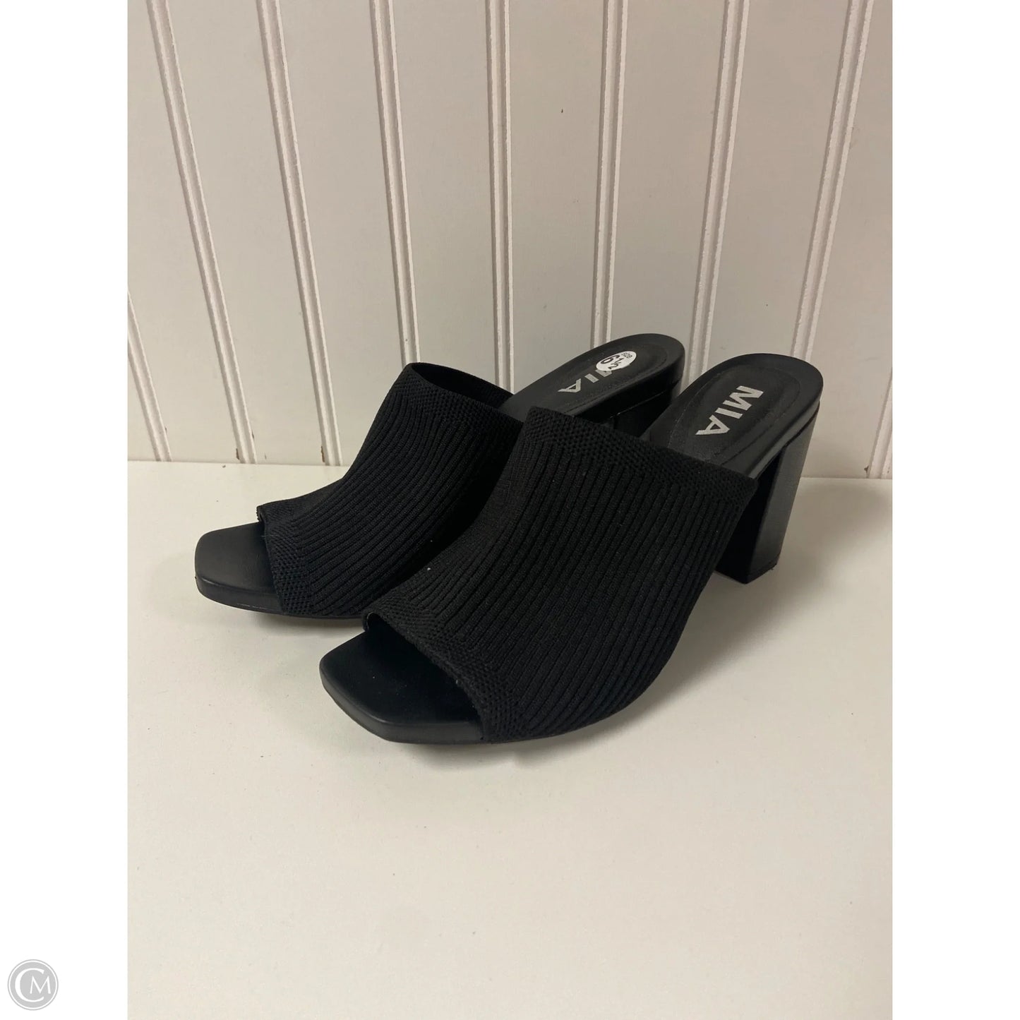 Sandals Heels Wedge By Mia In Black, Size: 6.5