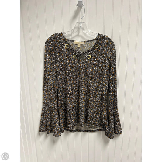 Top Long Sleeve By Michael By Michael Kors In Brown & Yellow, Size: M
