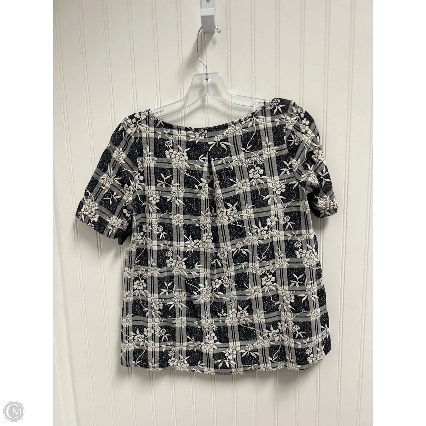 Top Short Sleeve By Loft In Grey & White, Size: Xsp