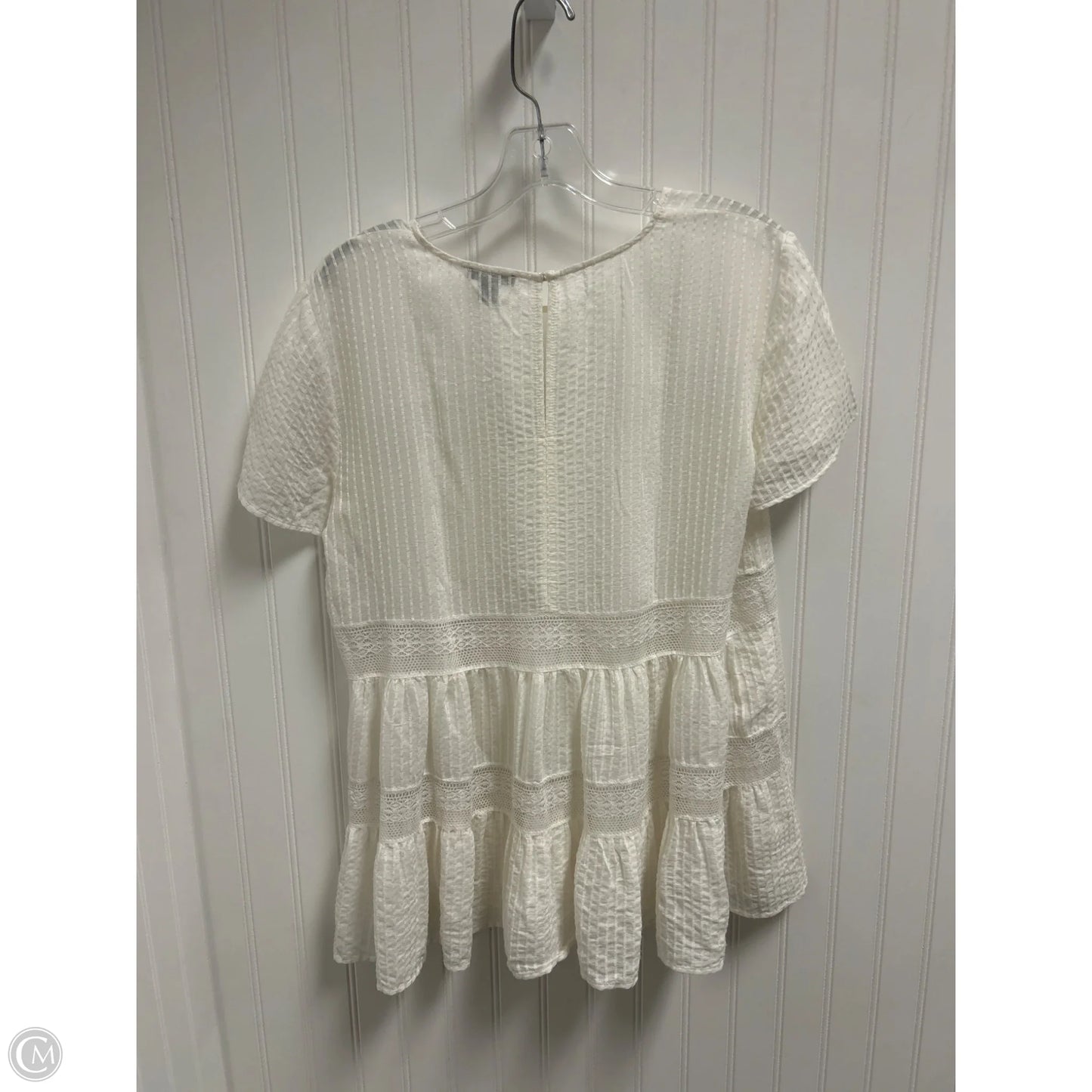 Top Short Sleeve By Ann Taylor In Cream, Size: S