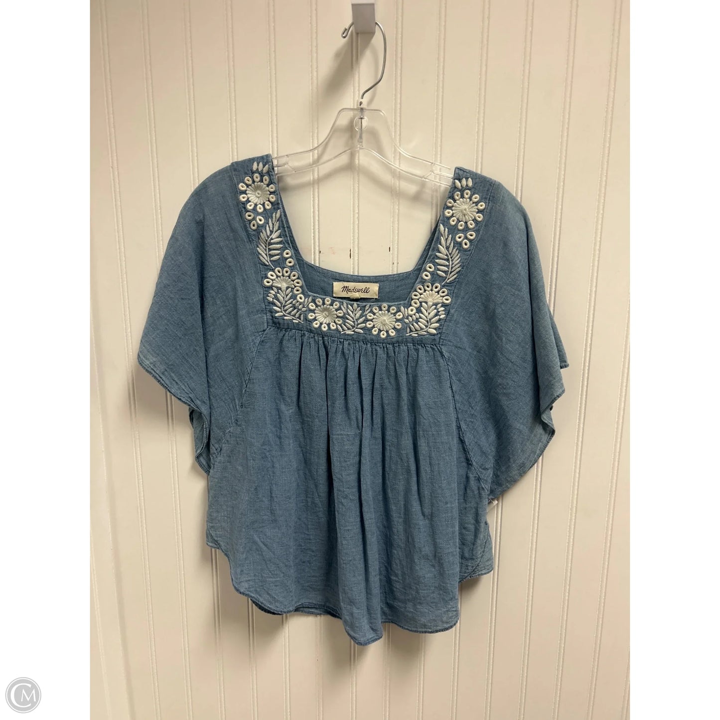 Top Short Sleeve By Madewell In Blue Denim, Size: S