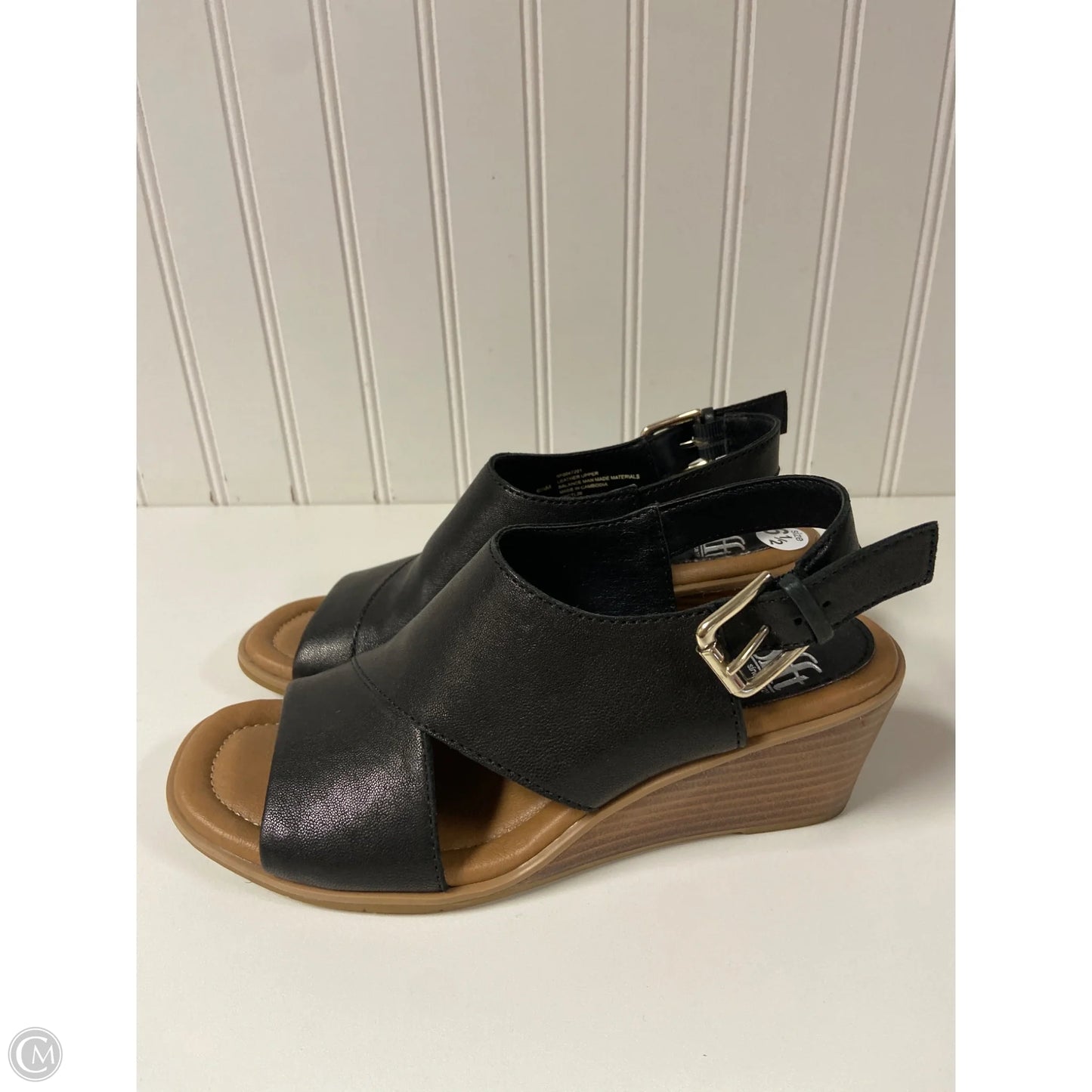 Sandals Heels Wedge By Sofft In Black, Size: 6.5