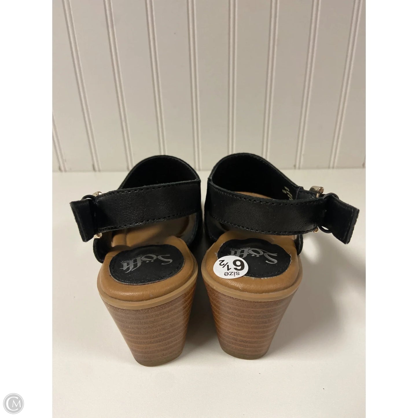 Sandals Heels Wedge By Sofft In Black, Size: 6.5