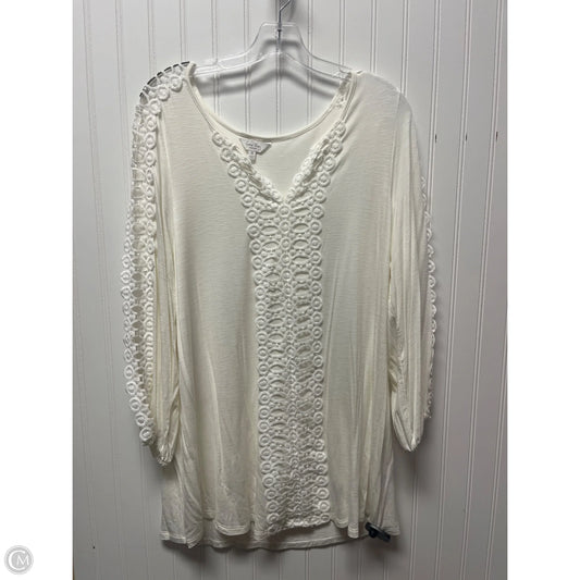 Top Long Sleeve By Coral Bay In Cream, Size: 1x