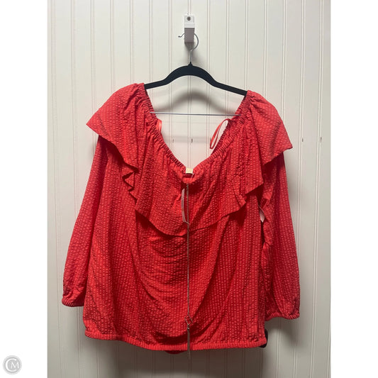 Top Long Sleeve By Michael By Michael Kors In Coral, Size: 2x