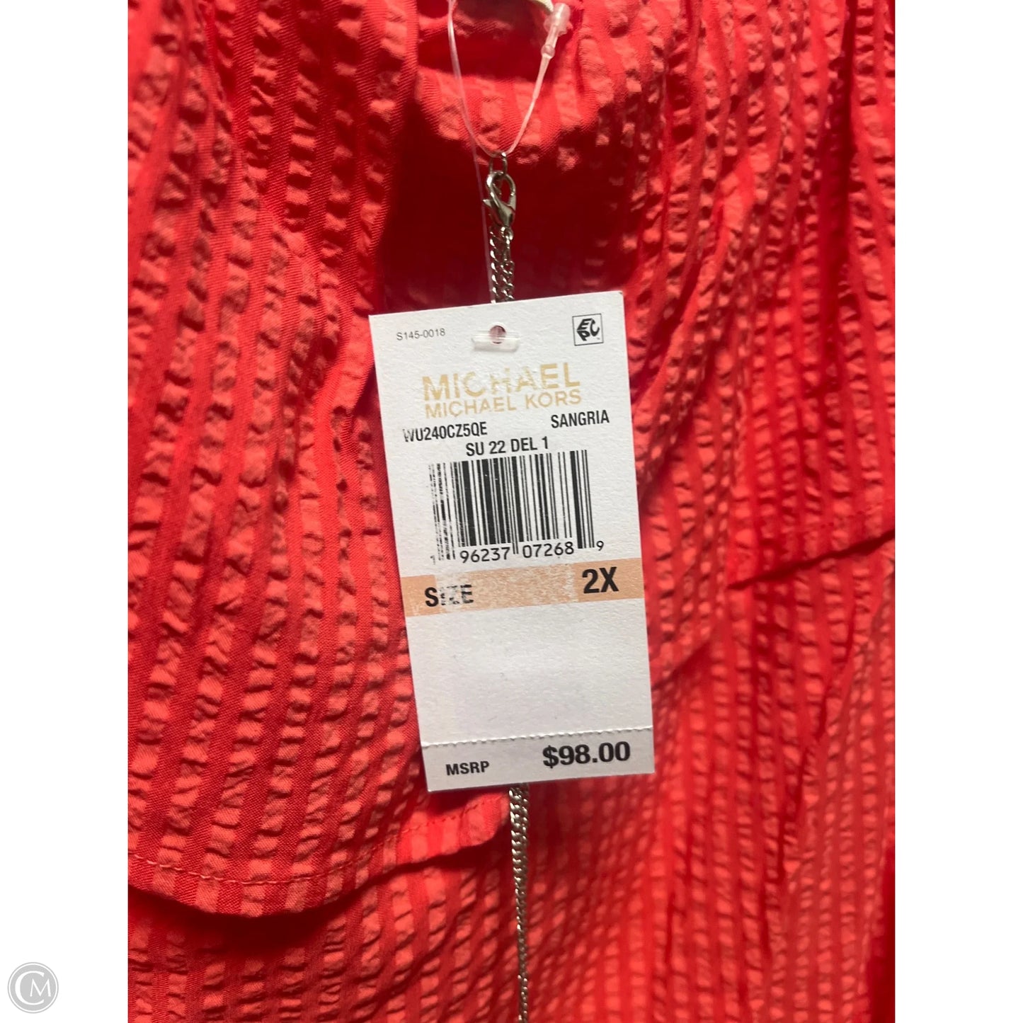 Top Long Sleeve By Michael By Michael Kors In Coral, Size: 2x