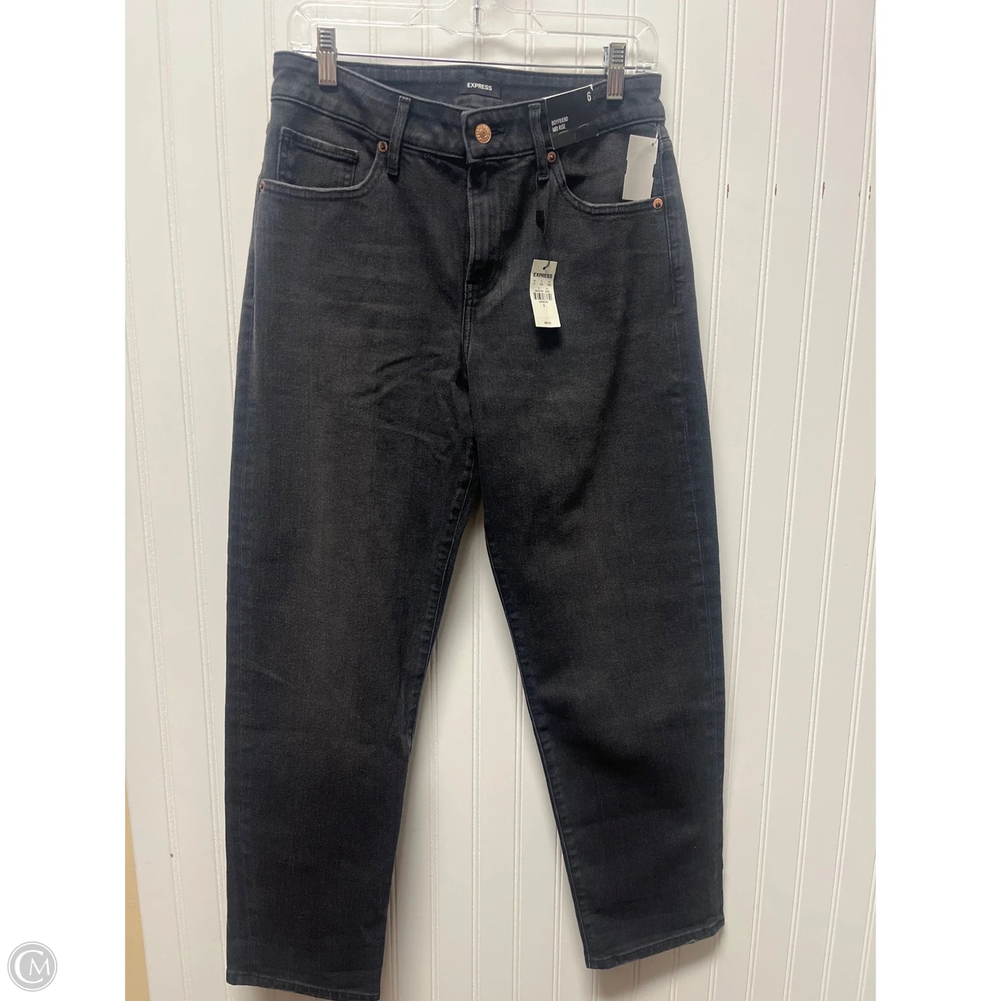 Jeans Boyfriend By Express In Black Denim, Size: 6