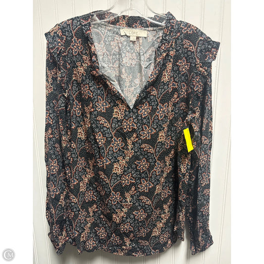 Top Long Sleeve By Loft In Black & Orange, Size: S