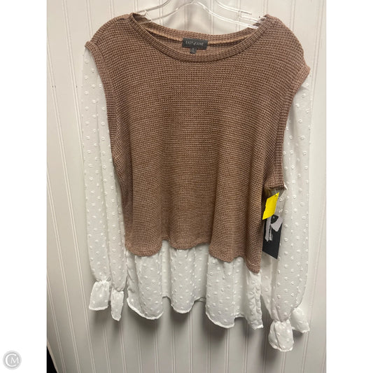 Top Long Sleeve By Clothes Mentor In Tan & White, Size: Xl