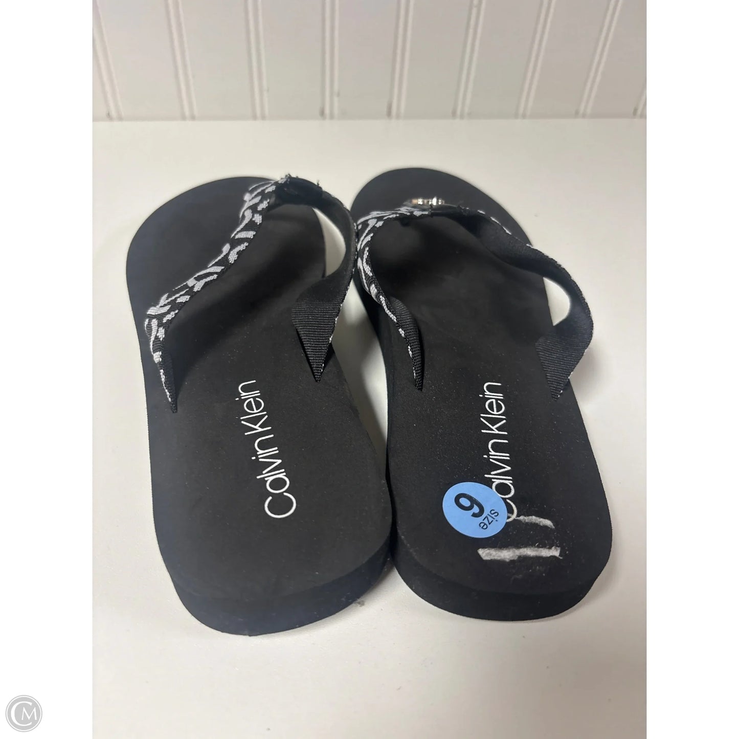 Sandals Flip Flops By Calvin Klein In Black, Size: 6