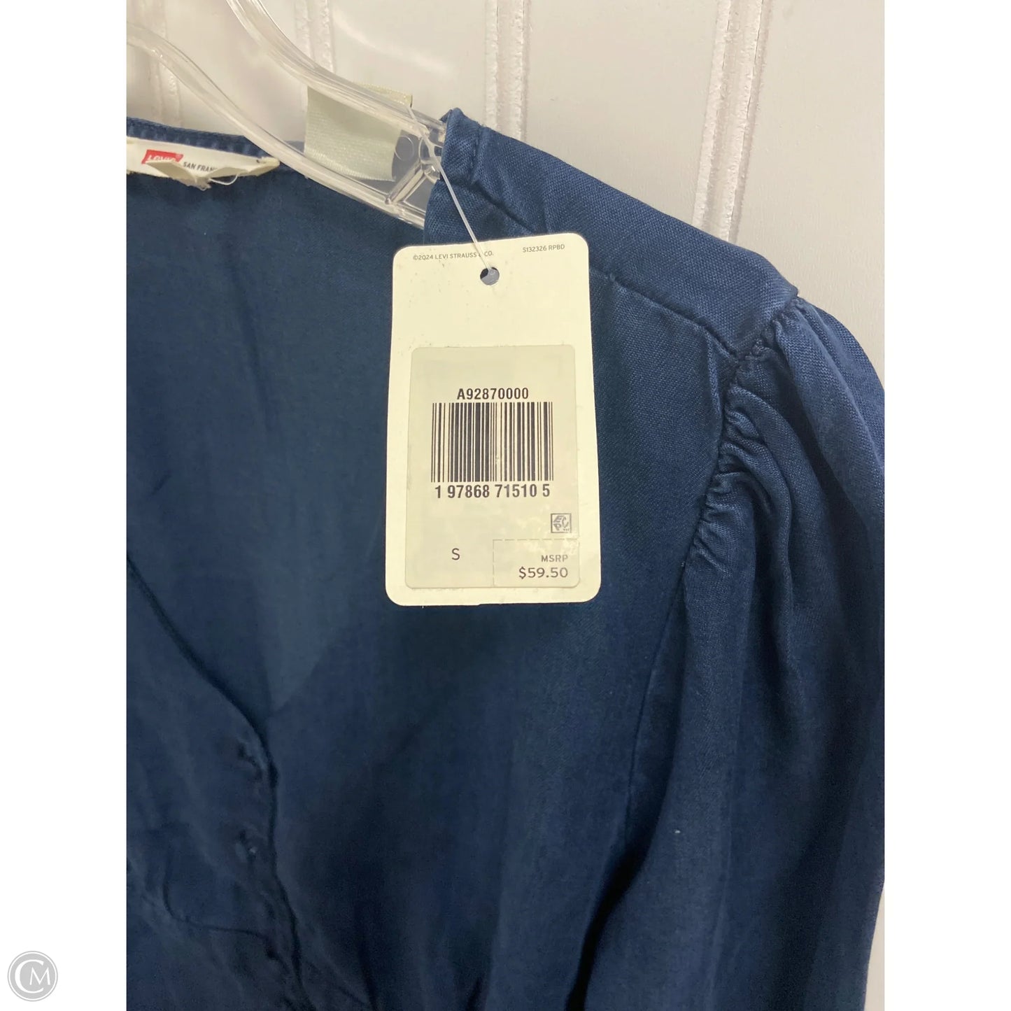 Top Long Sleeve By Levis In Blue Denim, Size: S