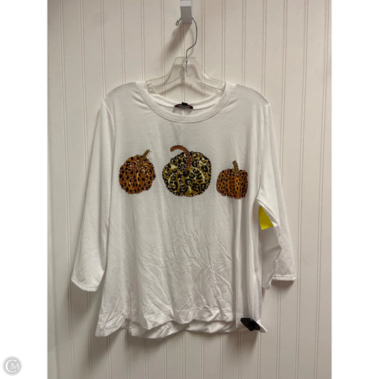Top Long Sleeve Basic By Clothes Mentor In White, Size: L