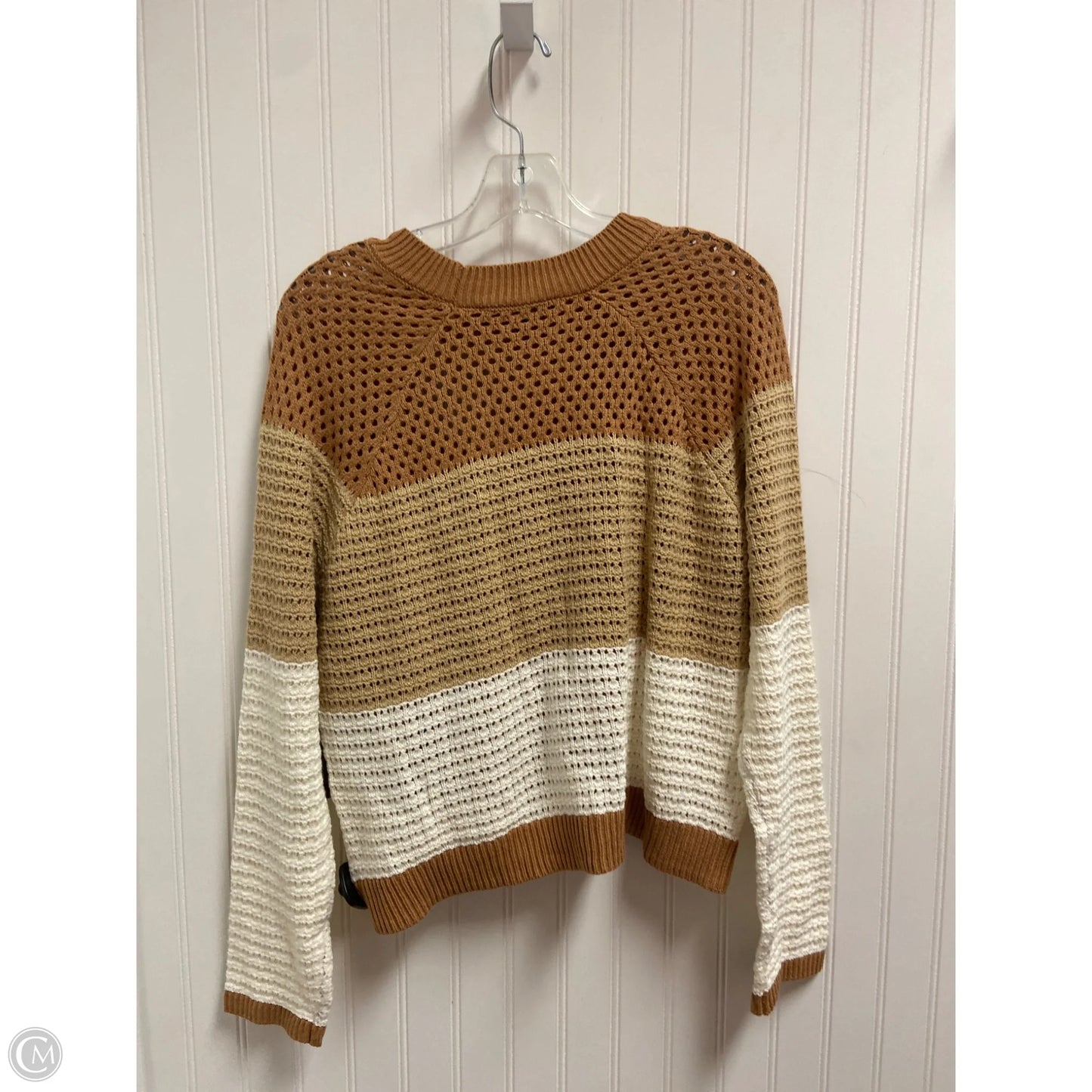 Sweater By Rachel Roy In Cream & Tan, Size: L