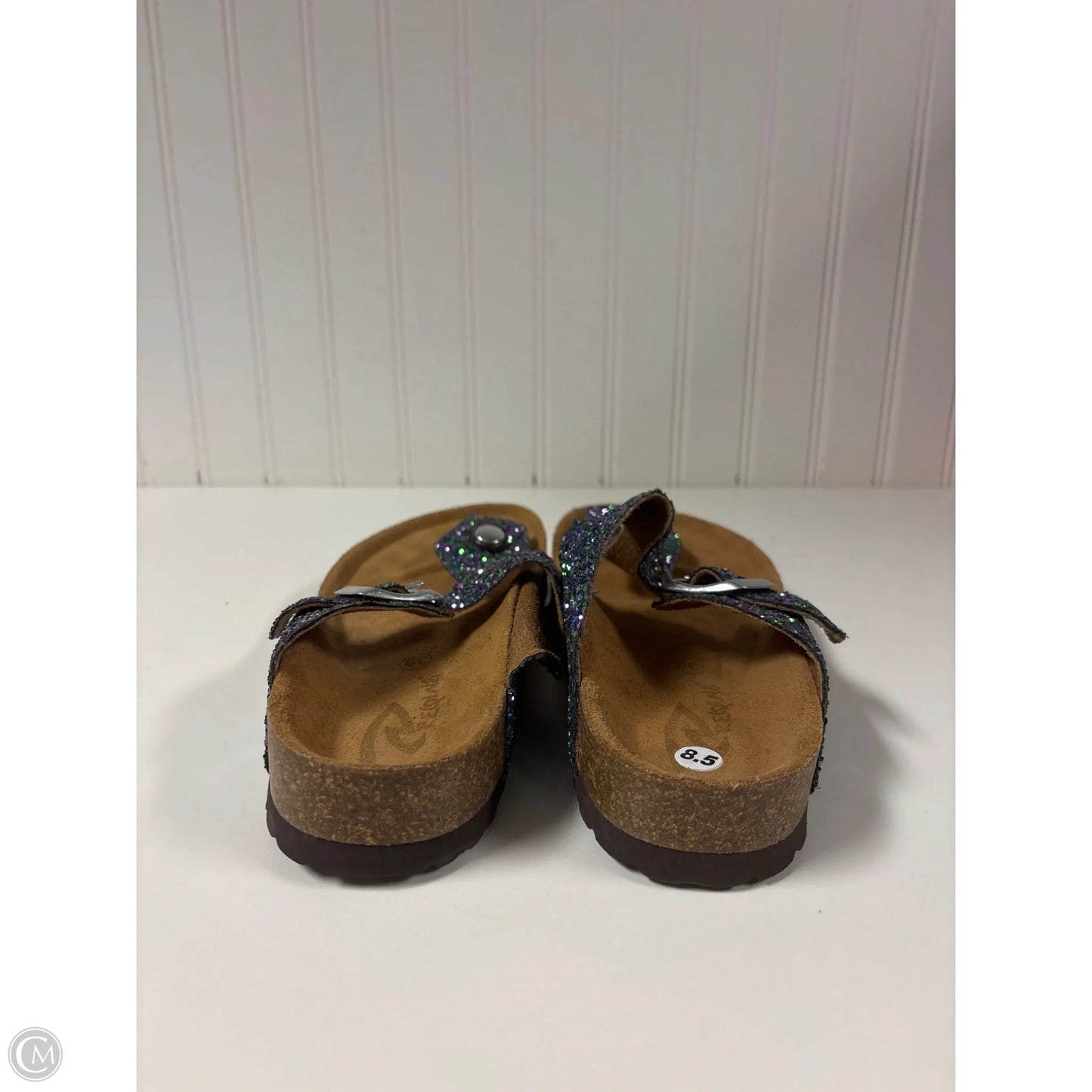 Sandals Flats By Clothes Mentor In Green & Purple, Size: 8.5