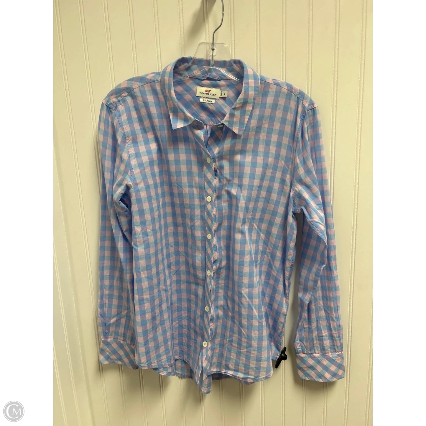 Top Long Sleeve By Vineyard Vines In Blue & Pink, Size: M
