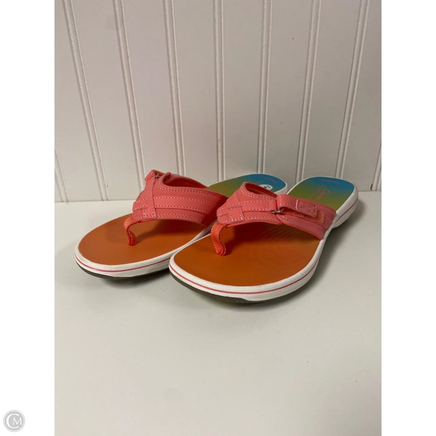 Sandals Flip Flops By Clarks In Multi-colored, Size: 7