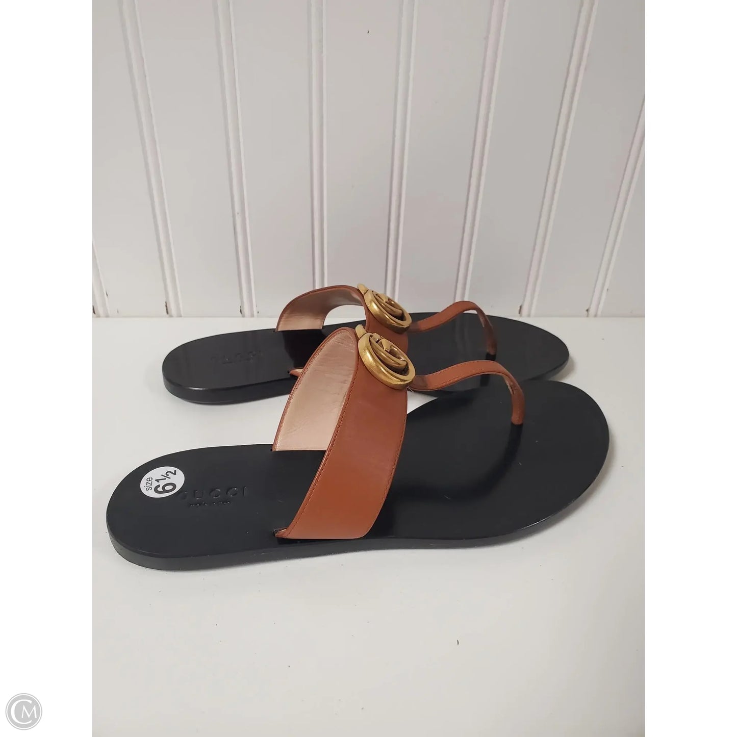 Sandals Luxury Designer By Gucci In Brown, Size: 6.5