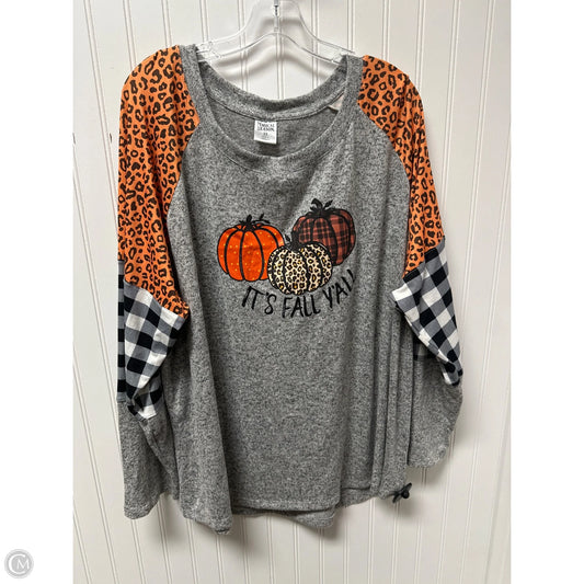 Top Long Sleeve By Clothes Mentor In Grey, Size: 3x