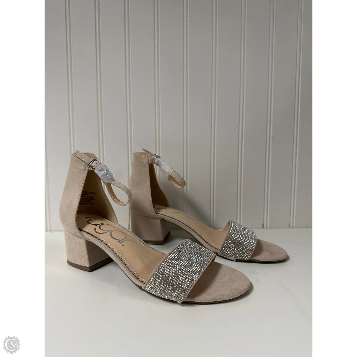 Sandals Heels Block By Clothes Mentor In Beige, Size: 8