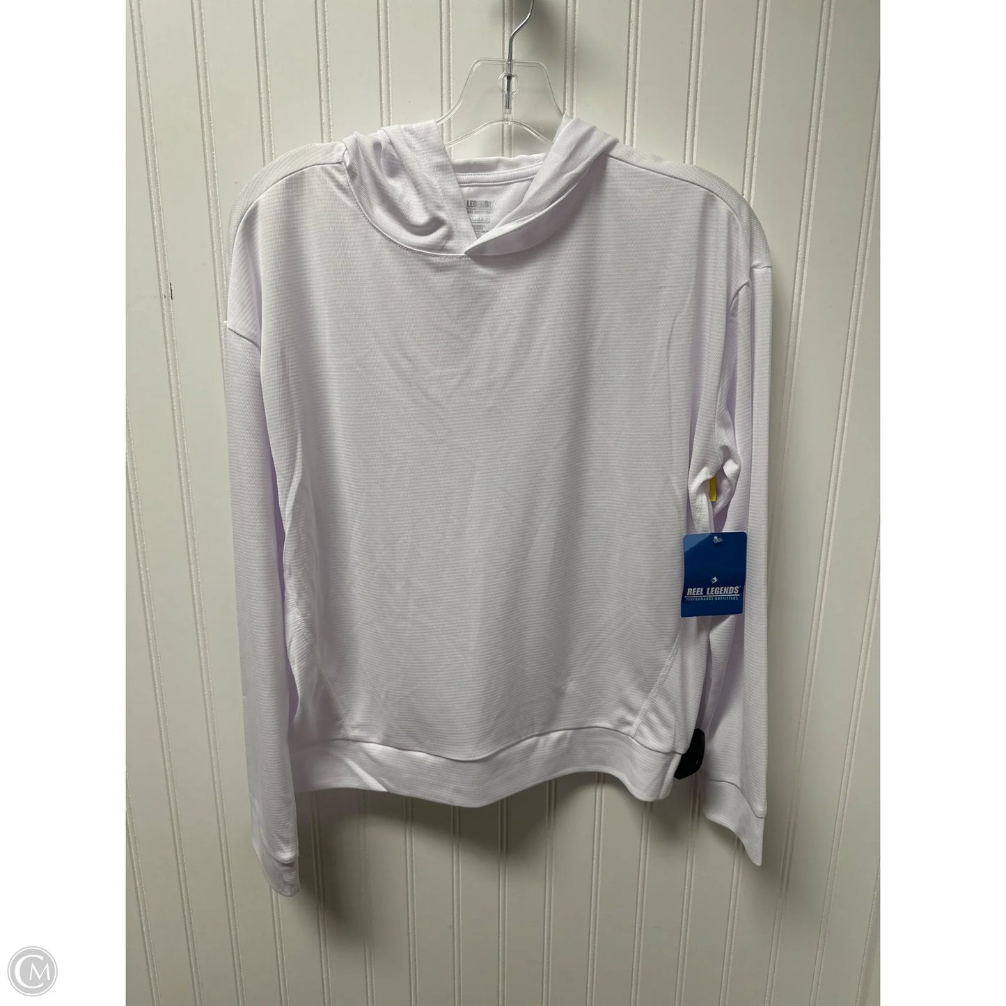 Athletic Top Long Sleeve Hoodie By Reel Legends In White, Size: M