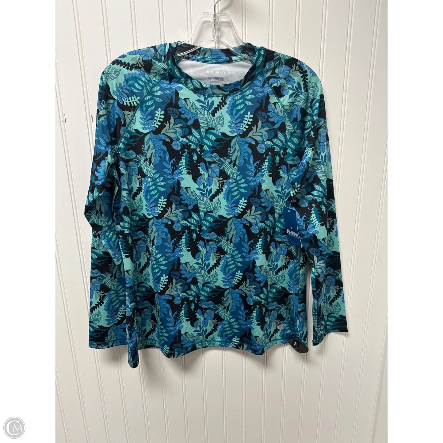 Athletic Top Long Sleeve Crewneck By Reel Legends In Blue & Green, Size: M
