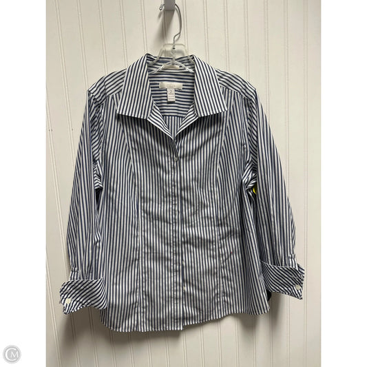 Top Long Sleeve Basic By Chicos In Striped Pattern, Size: L
