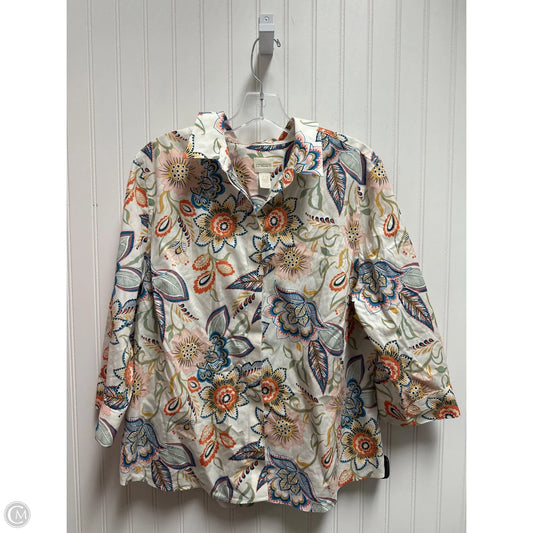 Top Long Sleeve By Chicos In Floral Print, Size: L