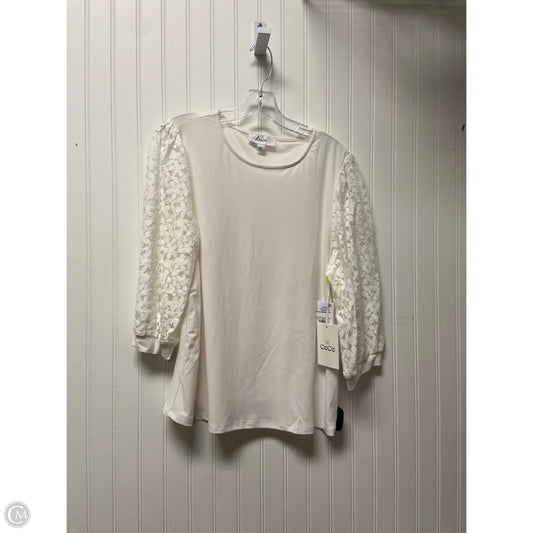 Top Long Sleeve By Cece In White, Size: L