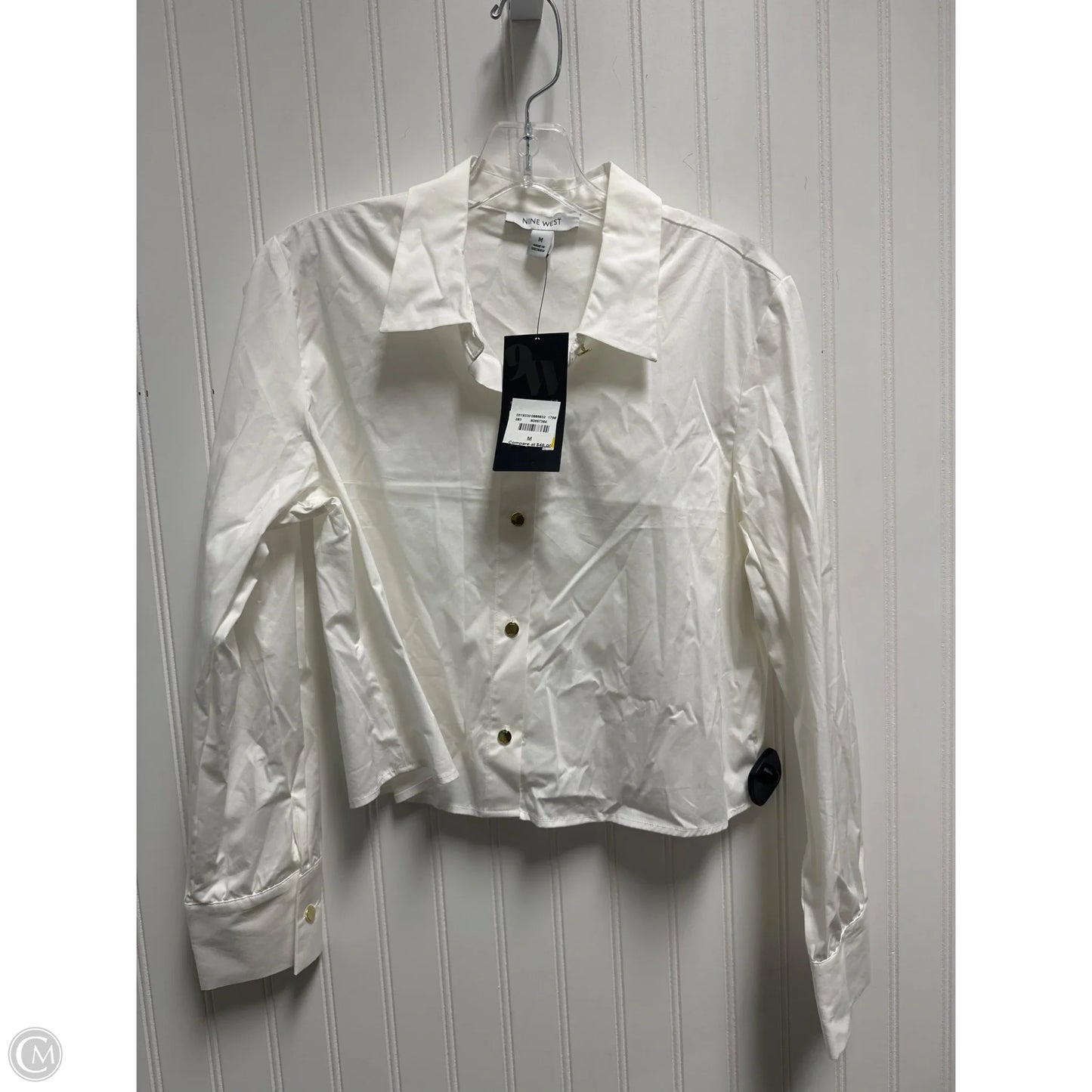 Top Long Sleeve Basic By Nine West In White, Size: M
