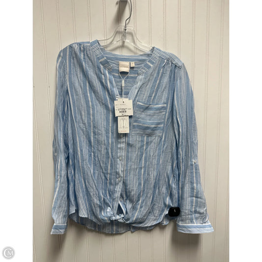 Top Long Sleeve By Zac And Rachel In Blue & White, Size: M