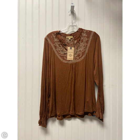 Top Long Sleeve By Democracy In Brown, Size: L
