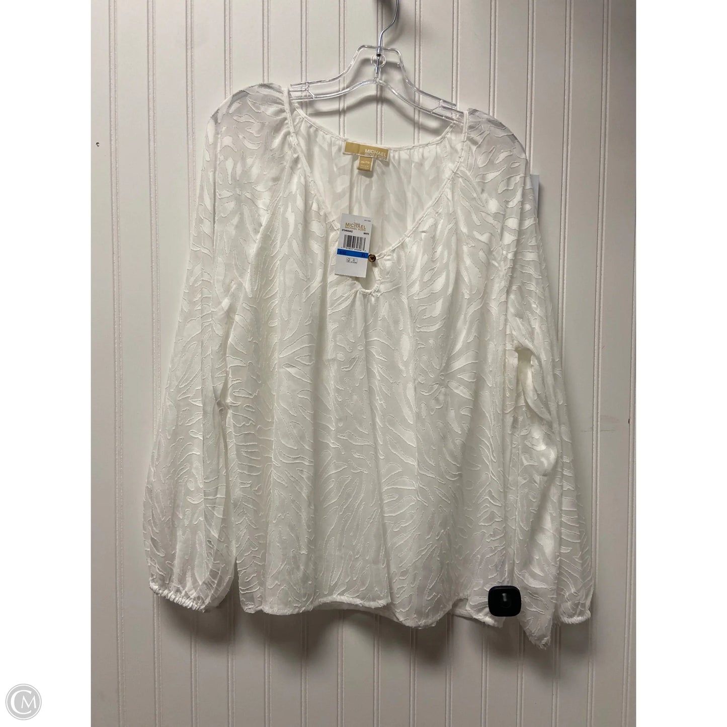 Top Long Sleeve By Michael By Michael Kors In White, Size: Xl