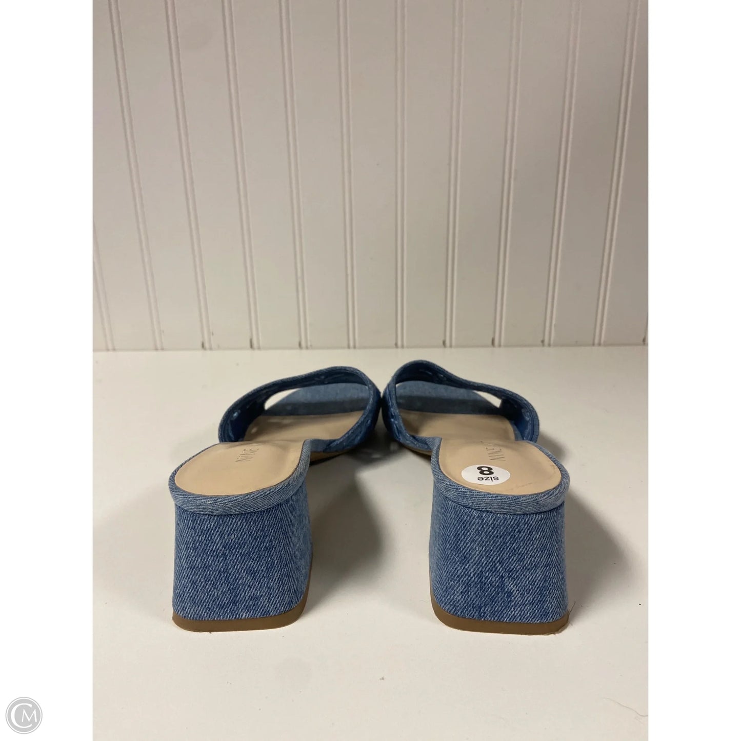 Sandals Heels Block By Nine West In Blue Denim, Size: 8